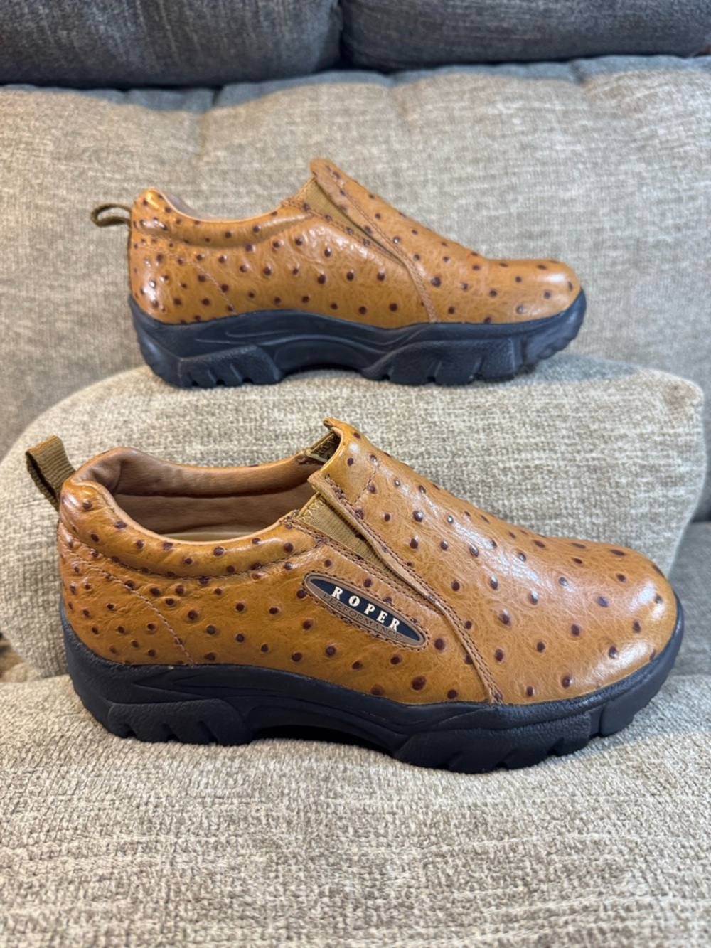 Roper Men's Performance Slip-On Shoes Faux Ostrich Leather Size 9